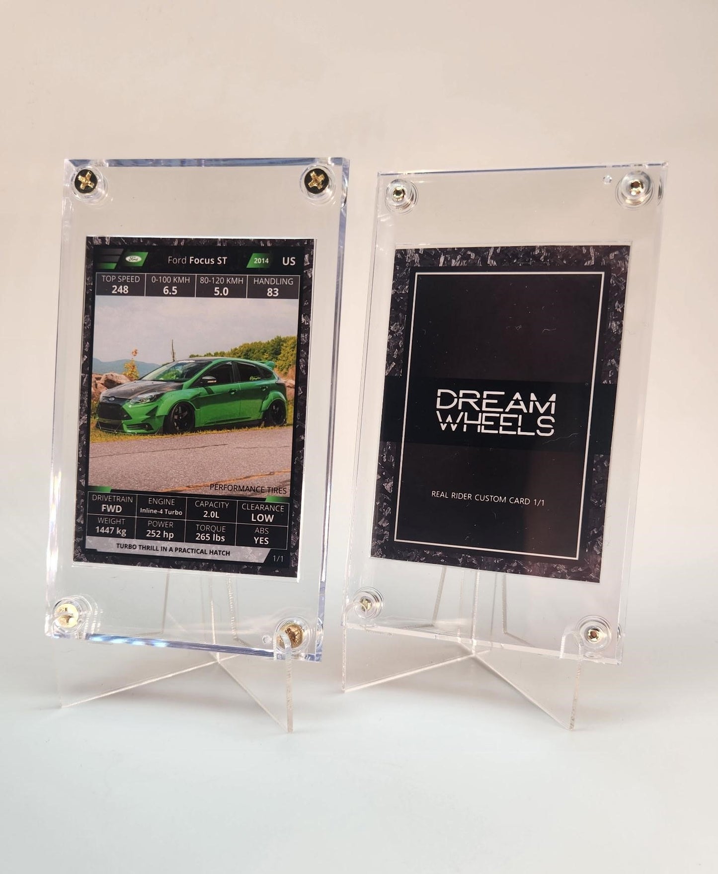 Custom Car Card – Collectible Card in Acrylic Display - Single Premium Package